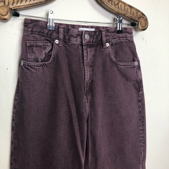 Zara Jeans Mauve Purple High Rise Flare Retro Rigid Denim Casual Women Size 4 - Picture 3 of 7